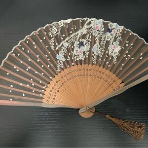 Chic Floral Hand Fan with Tassel